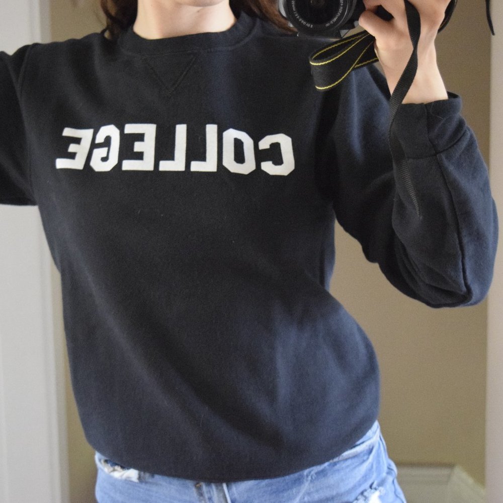 Black "College" Crew Neck